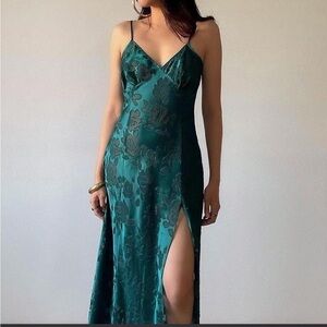 VINTAGE GOLD LABEL Victoria's Secret GREEN Floral SLIP DRESS WITH THE ROBE